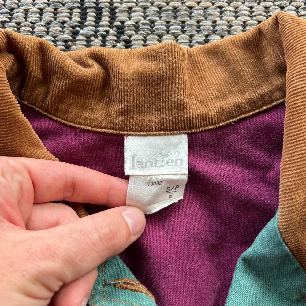 Vintage Duck Jacket Womens Small Purple Canvas Corduroy Wildlife Mallard Barn - Picture 3 of 9